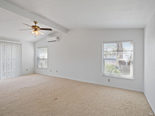 31300 Pine Mountain Rd, Cloverdale, CA 95425 - unfurnished room with an AC wall unit, plenty of natural light, carpet flooring, and ceiling fan