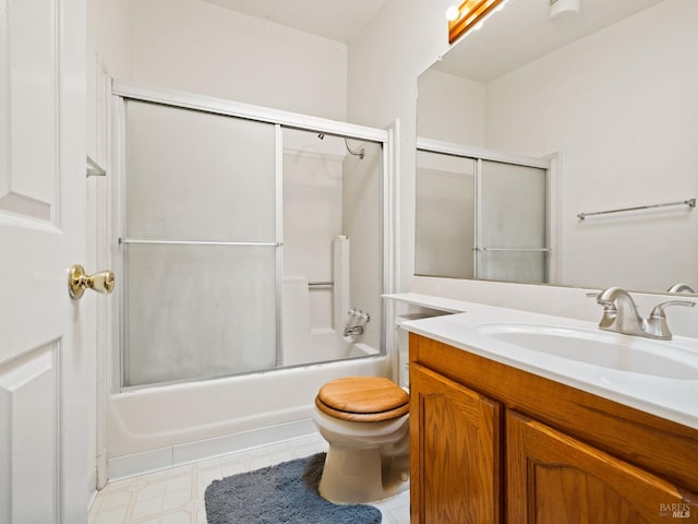 31300 Pine Mountain Rd, Cloverdale, CA 95425 - full bathroom featuring vanity, toilet, shower / bath combination with glass door, and tile patterned flooring