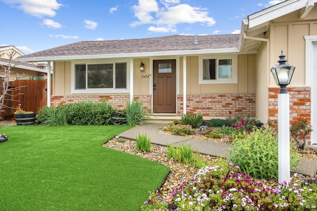 3524 Cascade St, Napa, CA 94558 - entrance to property with brick siding, board and batten siding, and roof with shingles