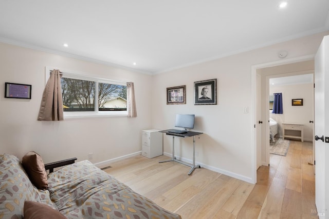 3524 Cascade St, Napa, CA 94558 - sitting room featuring ornamental molding, light wood finished floors, baseboards, and recessed lighting