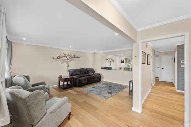 3524 Cascade St, Napa, CA 94558 - living area with ornamental molding, light wood-type flooring, baseboards, and recessed lighting