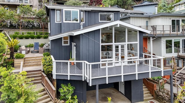 110 Morning Sun Ave, Mill Valley, CA 94941 - back of property with stairs, a deck, and a carport