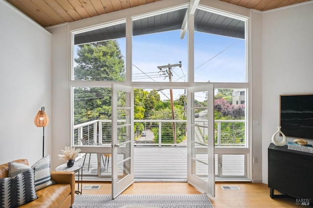 110 Morning Sun Ave, Mill Valley, CA 94941 - entryway featuring wood finished floors and wood ceiling