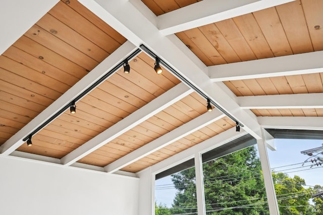 110 Morning Sun Ave, Mill Valley, CA 94941 - detailed view of track lighting and wooden ceiling with exposed beams