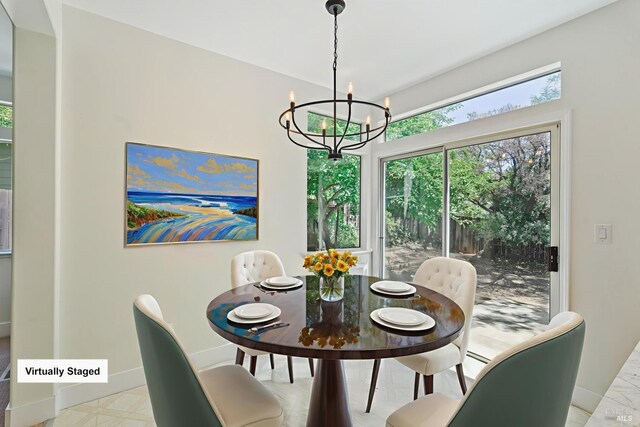 2752 Hillview Dr, Fairfield, CA 94534 - dining room with a chandelier and baseboards