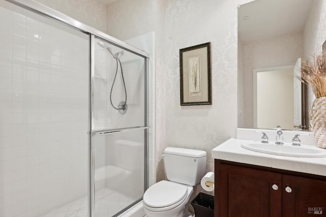 90 Oak Shade Ln, Novato, CA 94945 - full bath featuring toilet, vanity, and a stall shower