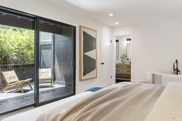 90 George Ln, Sausalito, CA 94965 - bedroom with recessed lighting, access to exterior, and ensuite bathroom