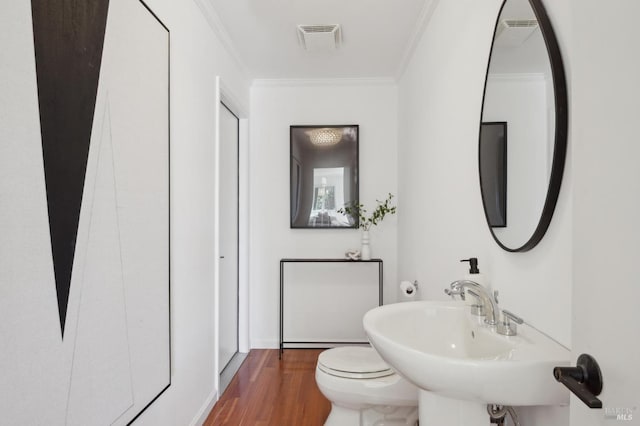 84 Eastview Ave, Tiburon, CA 94920 - half bathroom with ornamental molding and wood finished floors