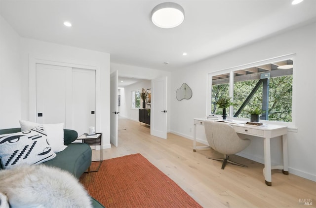 21 Sheridan Ct, Mill Valley, CA 94941 - office area featuring light wood-type flooring, healthy amount of natural light, recessed lighting, and baseboards