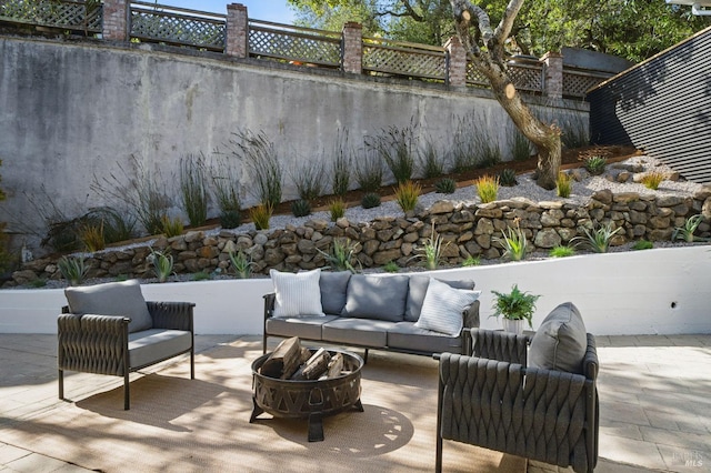 21 Sheridan Ct, Mill Valley, CA 94941 - view of patio / terrace with an outdoor living space with a fire pit