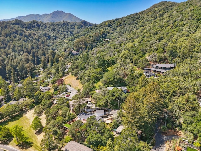 21 Sheridan Ct, Mill Valley, CA 94941 - aerial view of property and surrounding area featuring a heavily wooded area and mountains