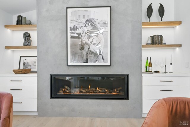 21 Sheridan Ct, Mill Valley, CA 94941 - detailed view of wood finished floors and a glass covered fireplace