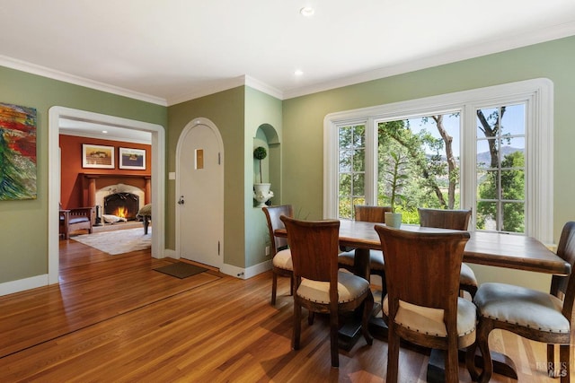 3227 State Highway 128, Calistoga, CA 94515 - dining room with light wood-style flooring, baseboards, ornamental molding, and recessed lighting