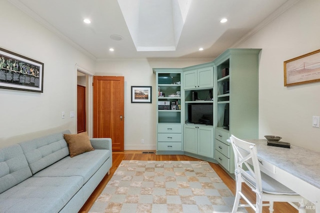 3227 State Highway 128, Calistoga, CA 94515 - living room with light wood-type flooring, crown molding, and recessed lighting