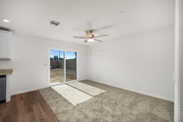 6601 Jackpot Pl, Riverbank, CA 95367 - empty room with ceiling fan, baseboards, wood finished floors, and recessed lighting