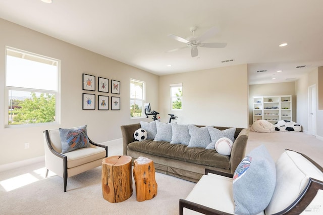 907 Serendipity Way, Napa, CA 94558 - carpeted living room with recessed lighting and a ceiling fan