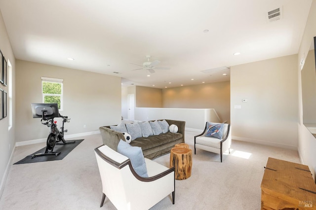 907 Serendipity Way, Napa, CA 94558 - living area with light colored carpet, a ceiling fan, and recessed lighting
