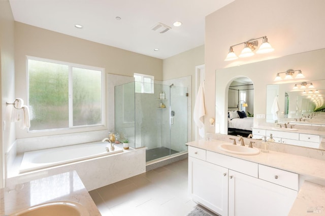 907 Serendipity Way, Napa, CA 94558 - bathroom featuring a stall shower, a bath, vanity, and connected bathroom