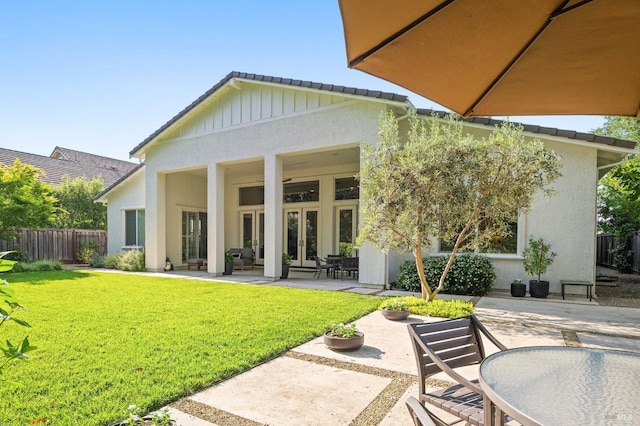 907 Serendipity Way, Napa, CA 94558 - rear view of property featuring french doors, a patio, and stucco siding