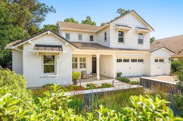 907 Serendipity Way, Napa, CA 94558 - modern farmhouse style home with board and batten siding, driveway, stucco siding, and a patio area