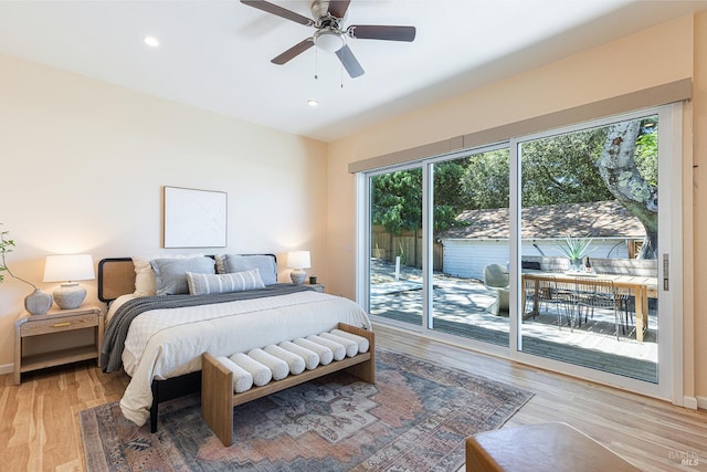 660 S Main St, Sebastopol, CA 95472 - bedroom featuring multiple windows, access to exterior, light wood finished floors, recessed lighting, and baseboards