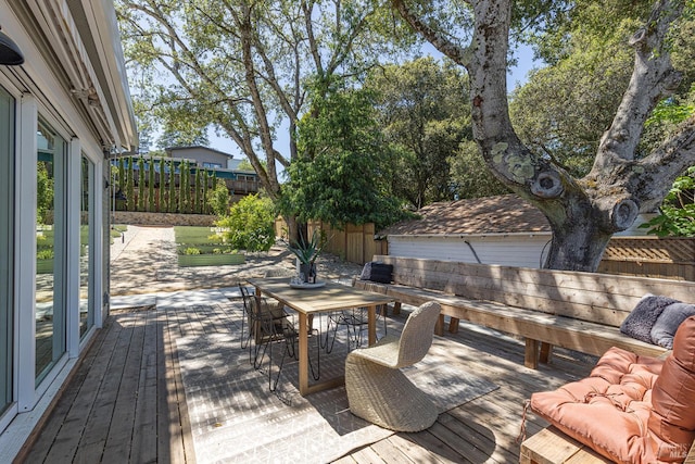 660 S Main St, Sebastopol, CA 95472 - wooden deck featuring outdoor dining space and a fenced backyard