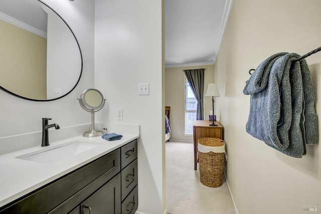131 Roundtree Blvd, San Rafael, CA 94903 - bathroom with ornamental molding, vanity, and baseboards