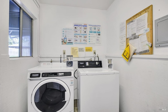 131 Roundtree Blvd, San Rafael, CA 94903 - communal laundry room featuring washer and dryer and electric panel