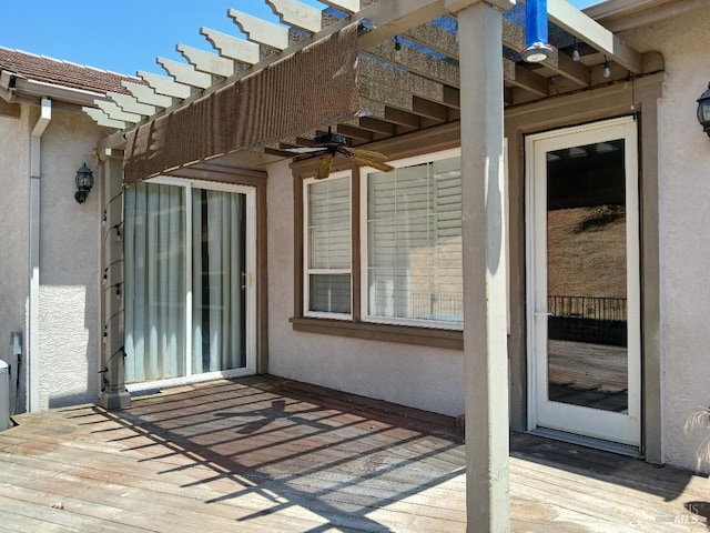 2743 Overlook Dr, Vallejo, CA 94591 - deck featuring a pergola and ceiling fan