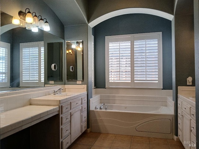 2743 Overlook Dr, Vallejo, CA 94591 - full bath with vanity, a bath, and plenty of natural light