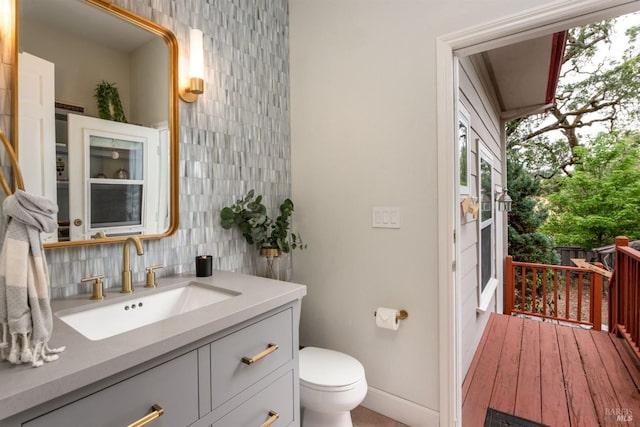4588 Bennett Valley Rd, Santa Rosa, CA 95404 - bathroom with vanity and decorative backsplash