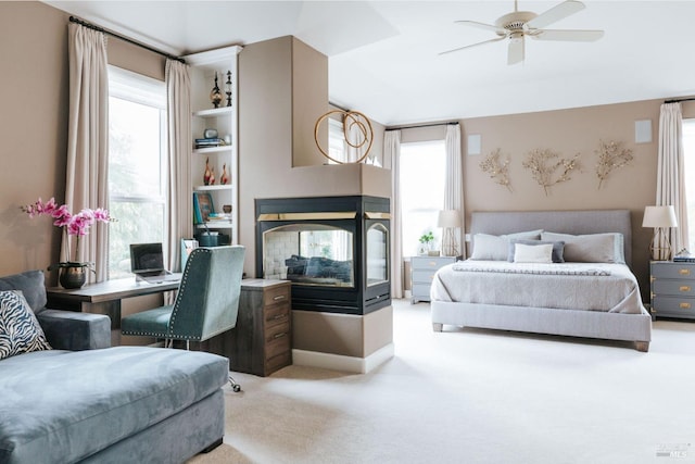 4588 Bennett Valley Rd, Santa Rosa, CA 95404 - bedroom featuring light carpet and a multi sided fireplace