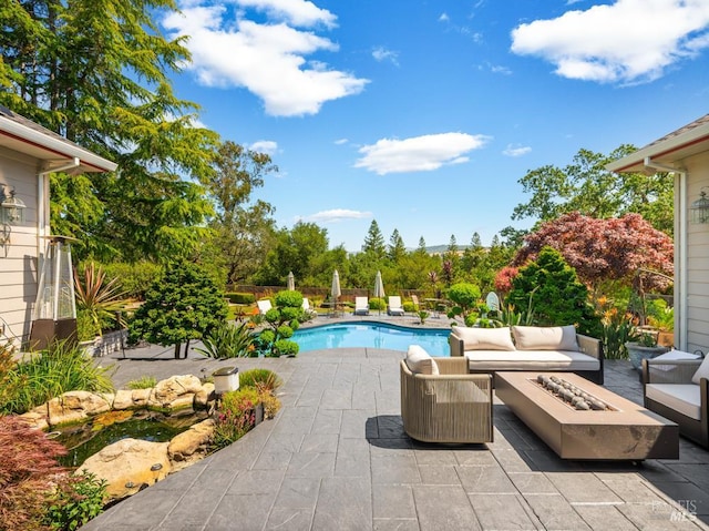 4588 Bennett Valley Rd, Santa Rosa, CA 95404 - view of pool with an outdoor living space with a fire pit and a patio area