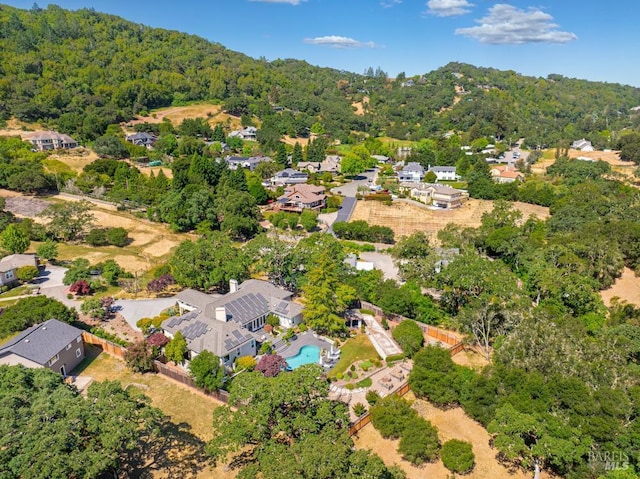 4588 Bennett Valley Rd, Santa Rosa, CA 95404 - aerial view of residential area featuring a pool area and a heavily wooded area