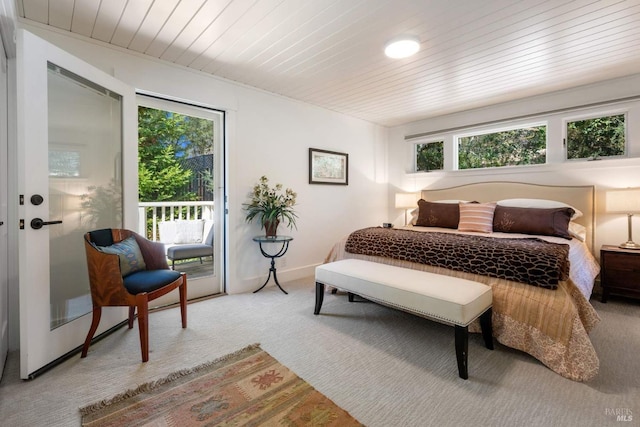 2557 Trinity Rd, Glen Ellen, CA 95442 - carpeted bedroom featuring access to exterior and wooden ceiling