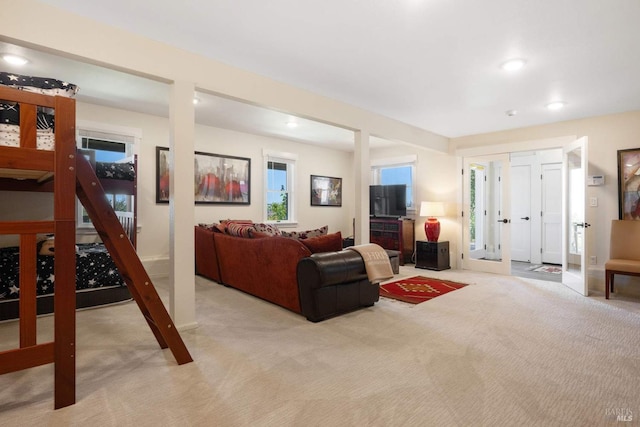 2557 Trinity Rd, Glen Ellen, CA 95442 - living area with light carpet, french doors, and recessed lighting