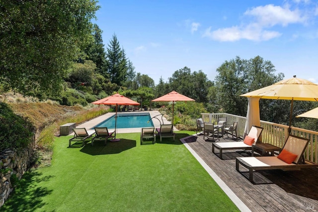 2557 Trinity Rd, Glen Ellen, CA 95442 - view of green lawn featuring a deck and an outdoor pool