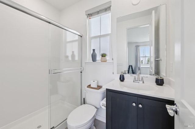 2413 Village Square Blvd, Fairfield, CA 94533 - bathroom with toilet, a stall shower, and vanity