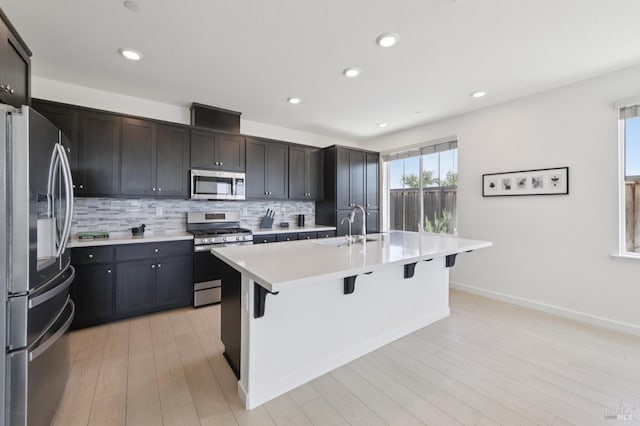 2413 Village Square Blvd, Fairfield, CA 94533 - kitchen with appliances with stainless steel finishes, a sink, a kitchen breakfast bar, backsplash, and light countertops