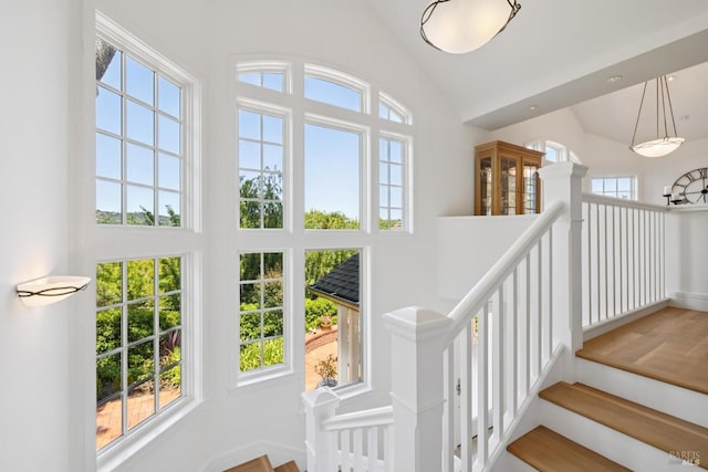 37 Rancheria Rd, Kentfield, CA 94904 - stairs with high vaulted ceiling