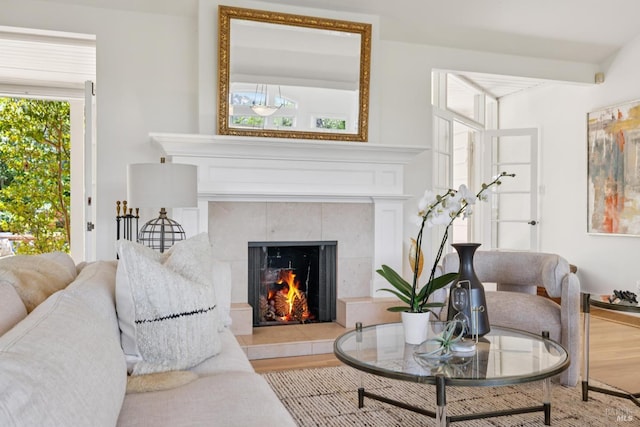 37 Rancheria Rd, Kentfield, CA 94904 - living room with wood finished floors and a tile fireplace