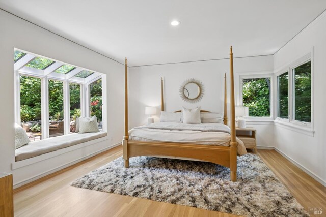 37 Rancheria Rd, Kentfield, CA 94904 - bedroom featuring multiple windows, wood finished floors, baseboards, and recessed lighting