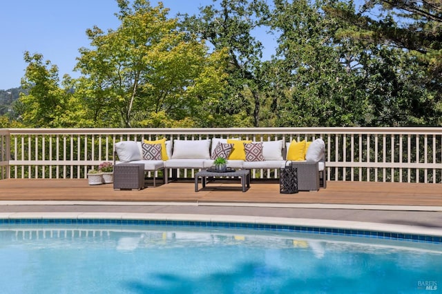 37 Rancheria Rd, Kentfield, CA 94904 - view of swimming pool with an outdoor living space and a deck