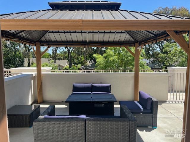 126 Johnson St, Windsor, CA 95492 - view of patio / terrace with a gazebo and an outdoor living space