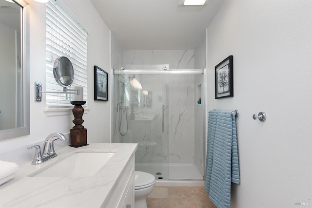 306 Commodore Dr, Richmond, CA 94804 - bathroom featuring a marble finish shower, vanity, and tile patterned floors