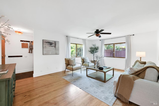 480 Via Del Plano, Novato, CA 94949 - living room featuring plenty of natural light, a ceiling fan, baseboards, and light wood finished floors