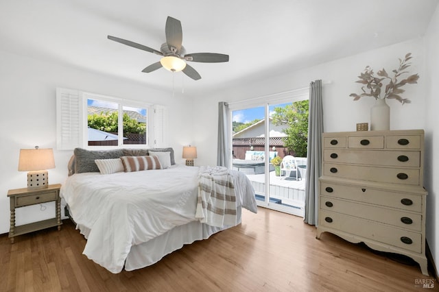 480 Via Del Plano, Novato, CA 94949 - bedroom featuring access to exterior, wood finished floors, and ceiling fan