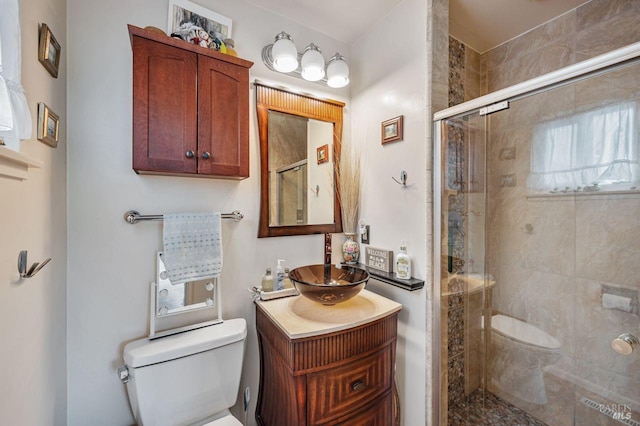 480 Via Del Plano, Novato, CA 94949 - bathroom with toilet, a stall shower, and vanity