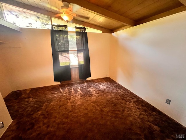 423 Gardiner Way, Rio Vista, CA 94571 - unfurnished room featuring wooden ceiling, carpet, and a ceiling fan