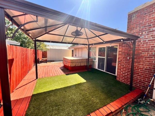423 Gardiner Way, Rio Vista, CA 94571 - wooden terrace with a hot tub and a gazebo
